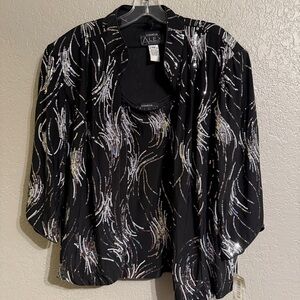 NWT Alex Evenings Black and Silver Women's Top and Jacket 2 Piece Set Size 2X